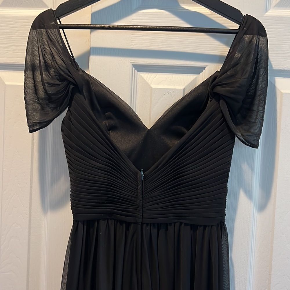 Kleinfeld Sleeveless A-Line/Princess Off The Shoulder Floor Length Dress Black - Picture 9 of 16